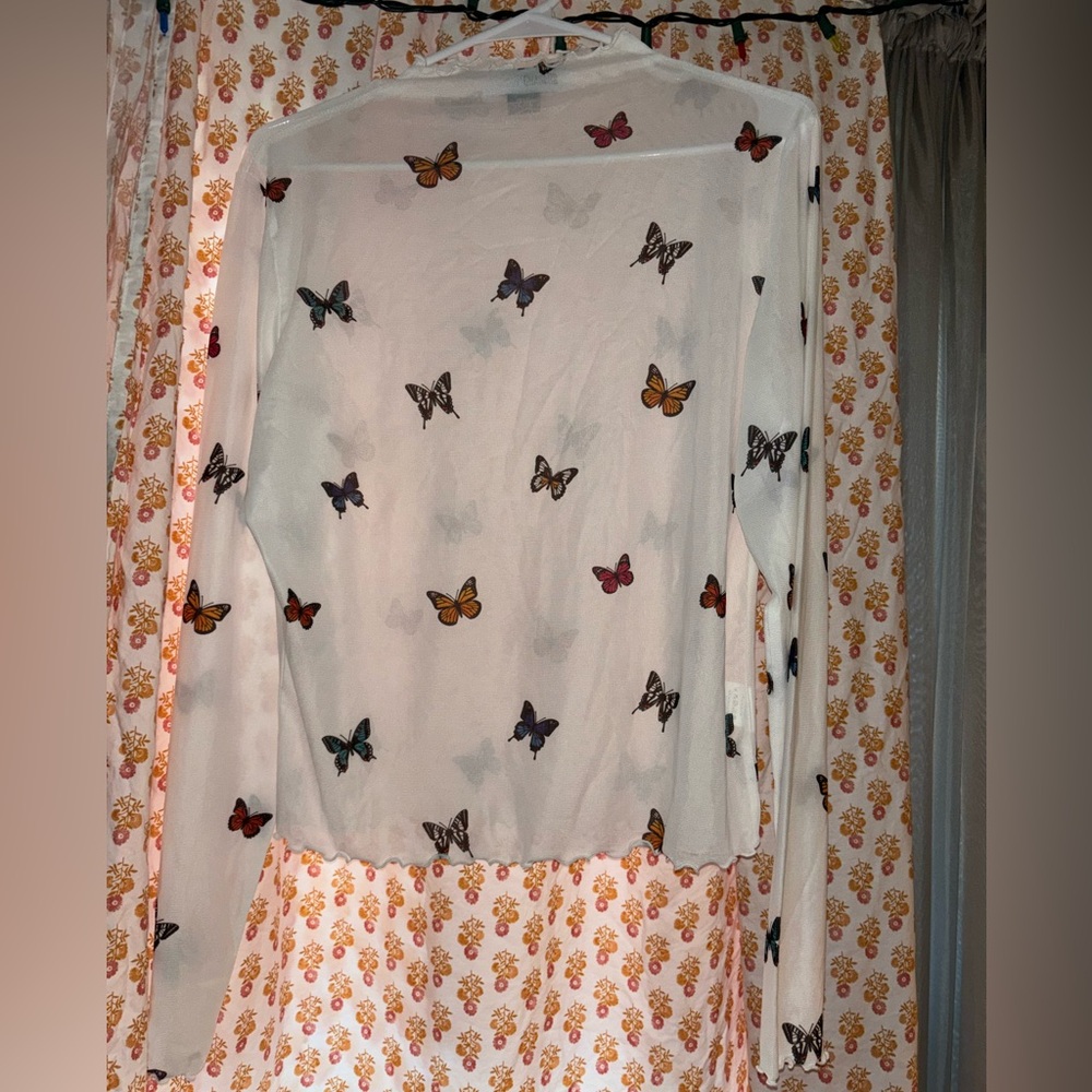 WKND CHASERS Fly Away Butterfly Mesh Top
